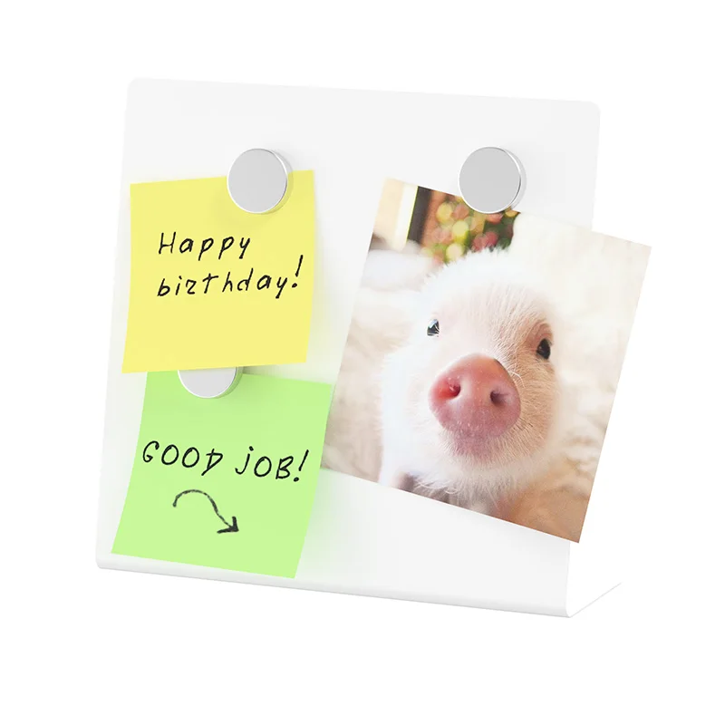 Stainless Steel Magnetic Message Board Dry Erase Board with Solid Metal Base Black Desktop Memo Board