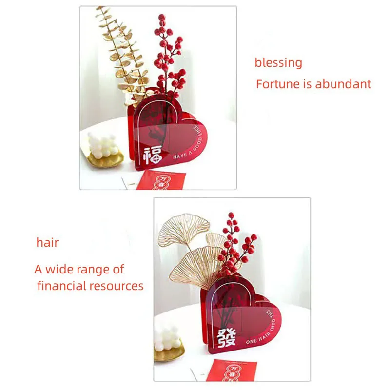 Customized Any Shape Home Acrylic Heart-Shaped Vase Simple Chinese-Style Countertop Coffee Table Ornaments