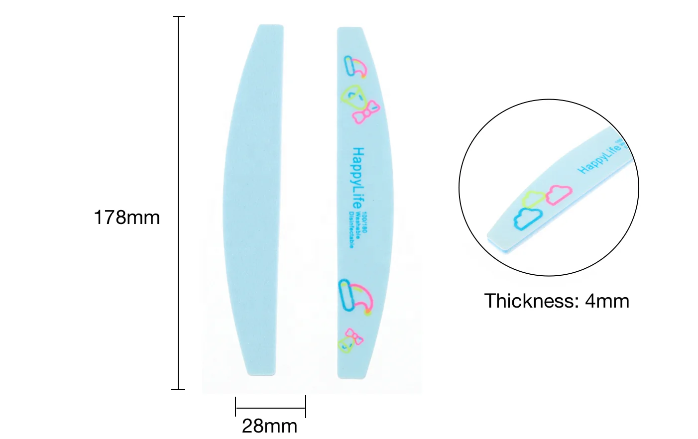 HappyLife Professional EVA Disposable Emery Board 180/100 PET Luminous Nail File