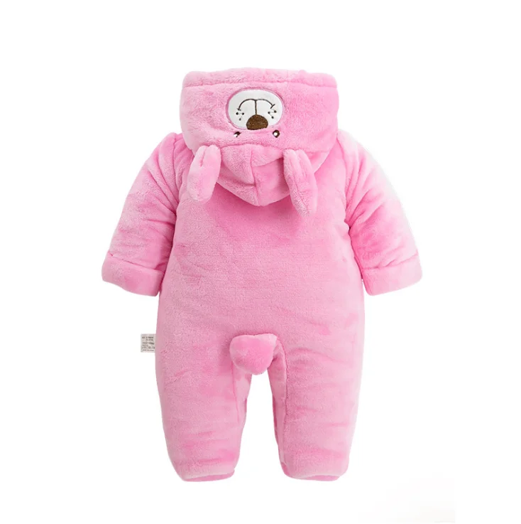 
2019 Wholesale customized winter flannel baby animal romper with hood 