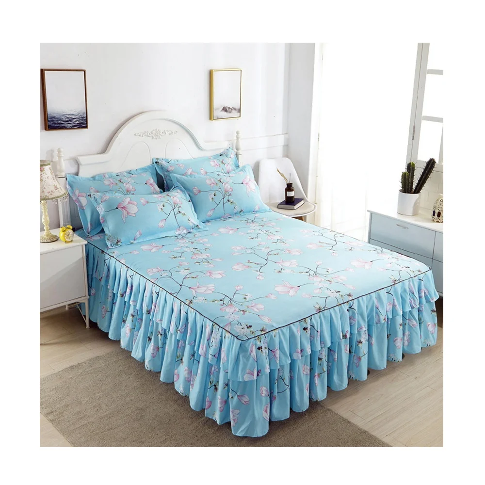 2021 hot sell cotton floral Home Hotel Wedding 3PCS Bedding Set Bed Skirt Set
