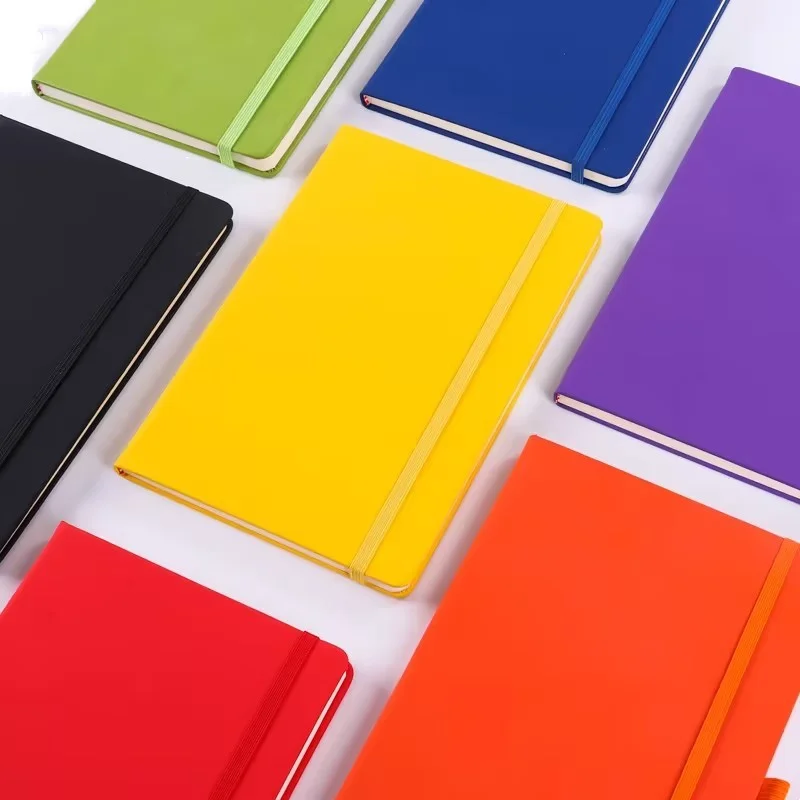 Hot Custom Pu Leather Soft Skin Stamping Hardcover Notebook A5 A6  Note Book Custom Printing With Gold Foil Stamping