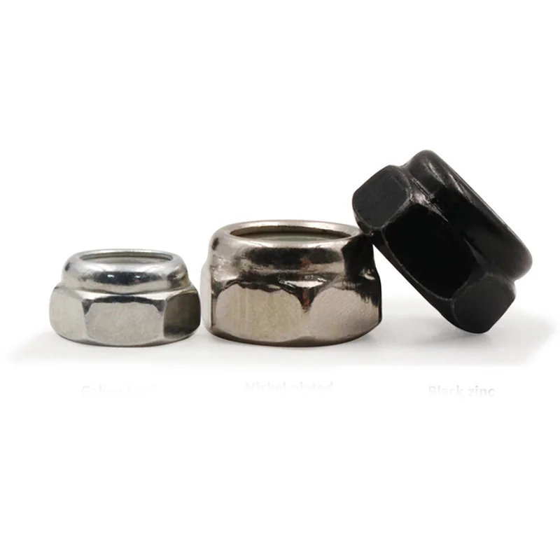 M2M3M4-M14 steel locknut Black lock nut Nickel-plated nylon lock self-locking anti-skid nut