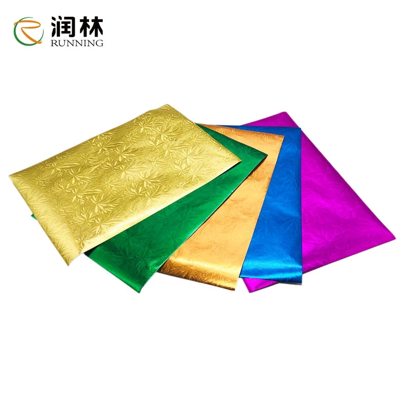 Wholesale print Embossed Aluminum foil paper custom size metallic wrapping paper
