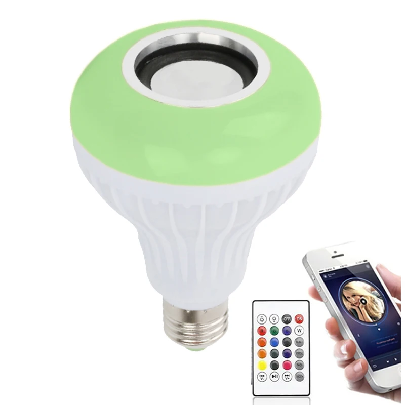 СВЕТОДИОДНАЯ беспроводная лампа RGB E27 12 Вт для воспроизведения музыки меняющая цвет встроенный звуковой динамик с дистанционным управлением