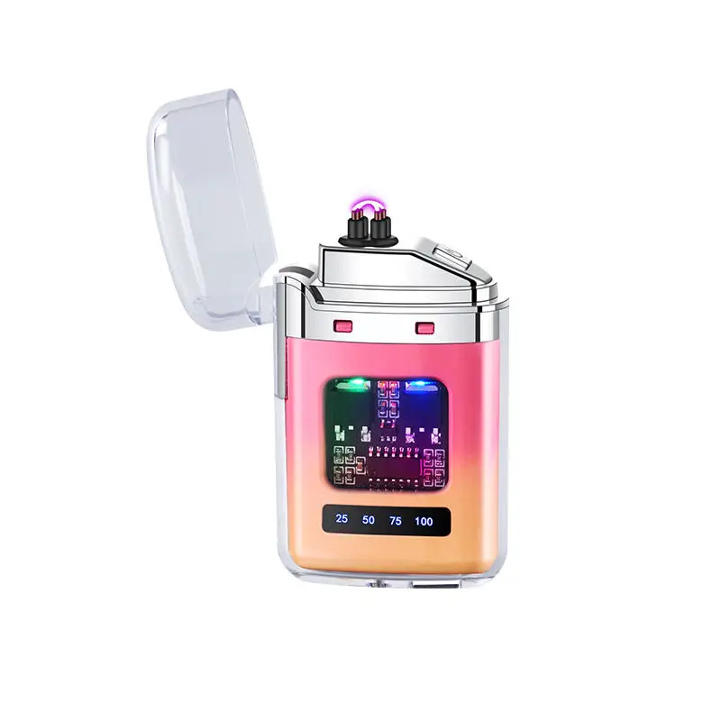 Wholesale Transparent Shell Waterproof Windproof Metal Electronic Pulse Arc Lighter USB Charging Cigarette Lighter