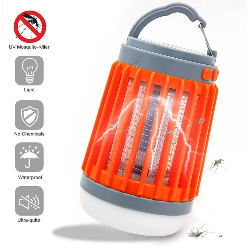 Portable UV Solar Camping Lantern Mosquito Killer Light USB Rechargeable Mosquito Repellent Lamp
