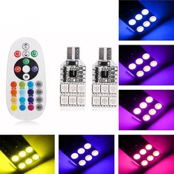 12V RGB W5W T10 5050 12SMD Led Lamp Bulbs Auto Dome Reading lights Indicator Door Light Dashboard Lights with Remote Controller