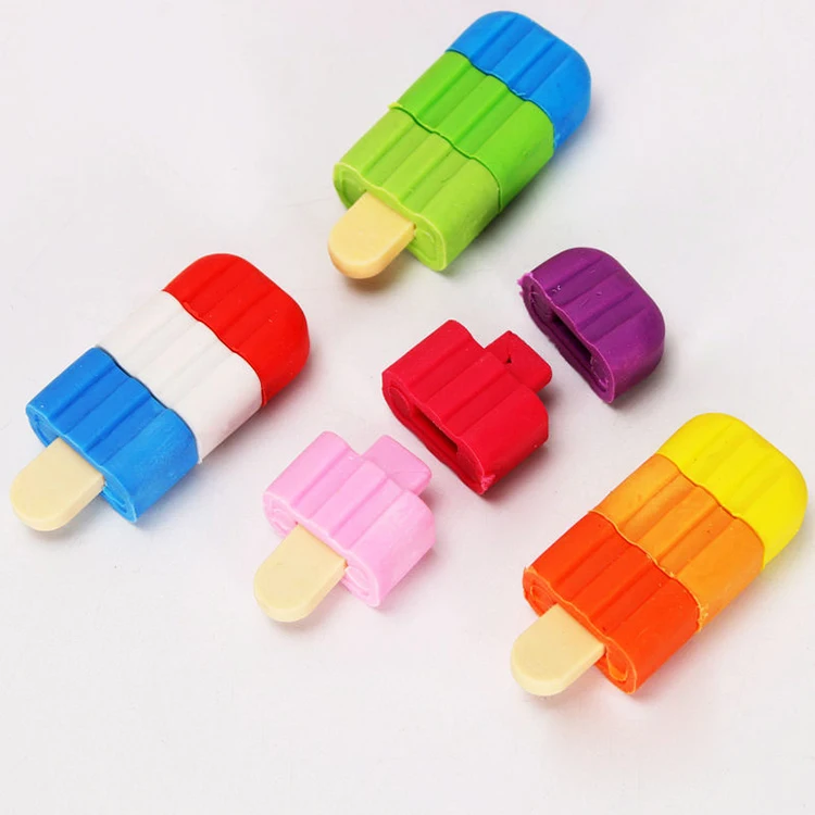 Multicolor japanese rubber cartoon kawaii ice cream pencil eraser fancy japanese design kid funny eraser