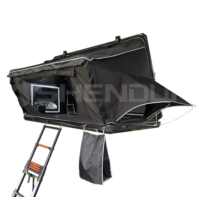 Double layer Hard Shell Car Triangle Aluminum Roof Top Tent Box for cold area or winter using Roof Top Tent