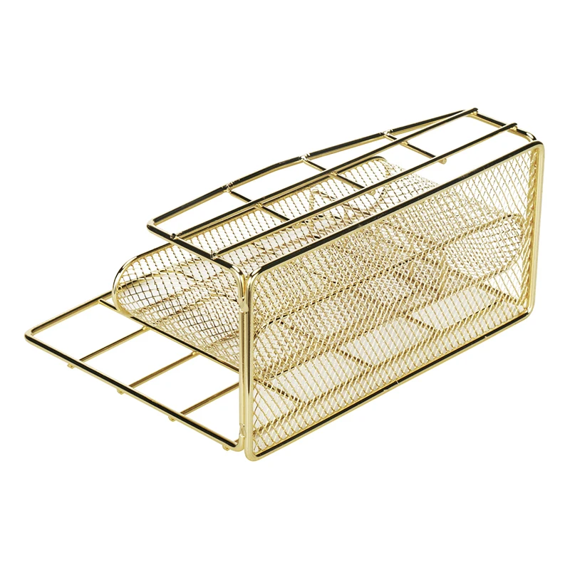 Comix Mesh Metal Multi-Use Stationery Desk Organizer for Pen Marker and Paper with 2 Upright Sections