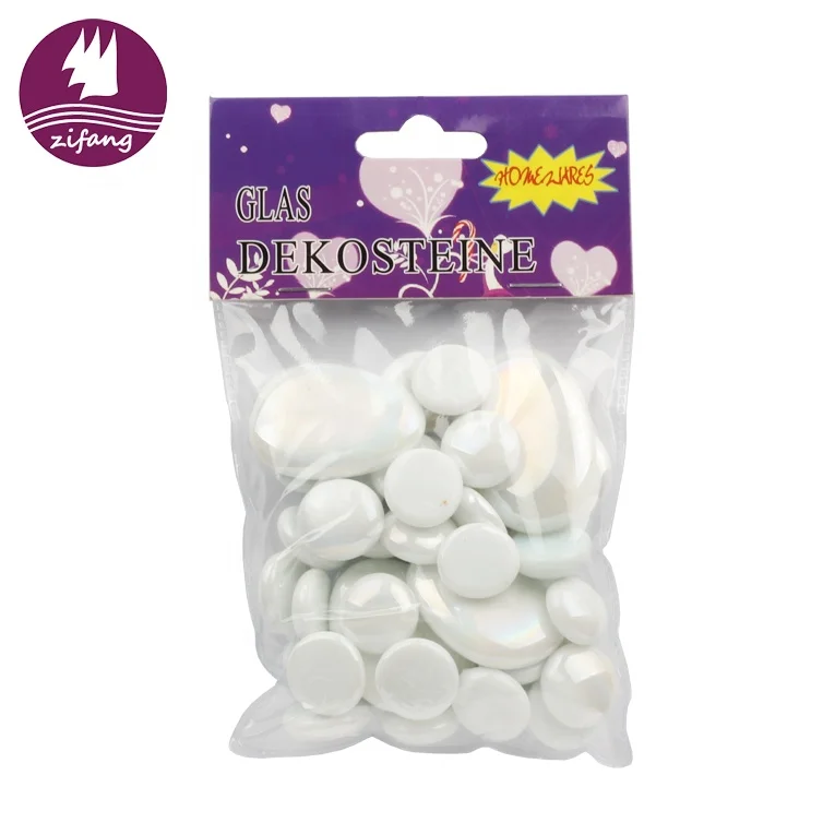 Cheap high quality snow white artificial pebbles decorative glass gems