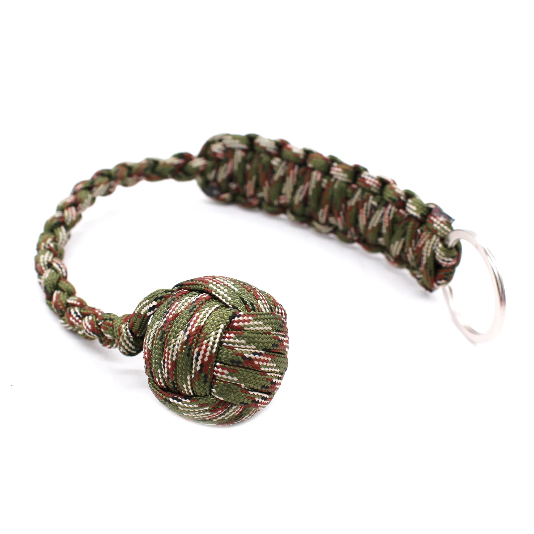Different Colors EDC Stainless Steel Ball Paracord Lanyard Monkey Fist Survival Keychain
