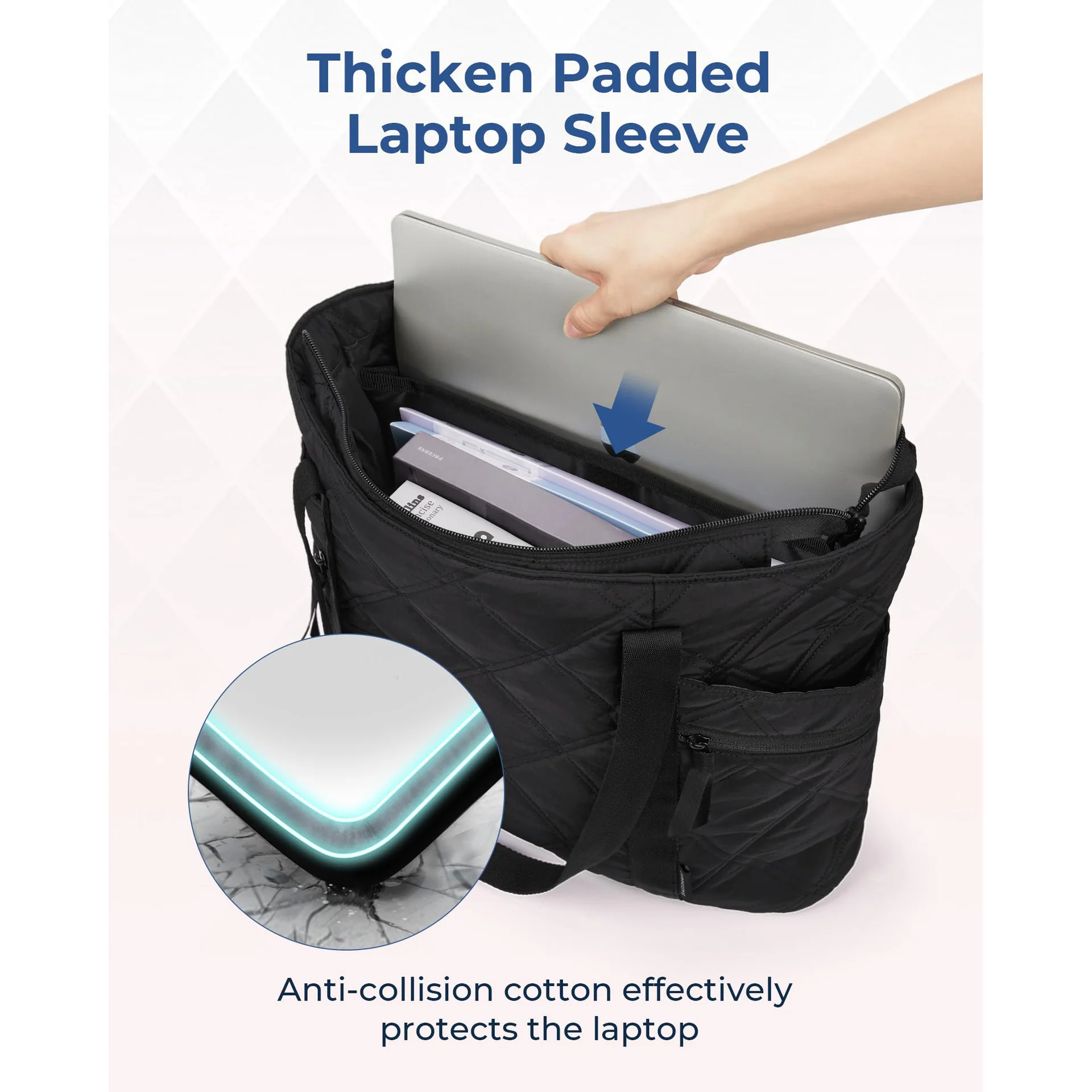 custom travel large recycle high quality nylon oversized Quilted Puffer Handbag casual shoulder tote bag with zip for Women
