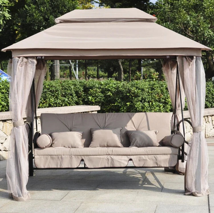 Garden Outdoor Leisure 3-Seat Deluxe Swing Chair Hanging Patio Swing Chair With Canopy