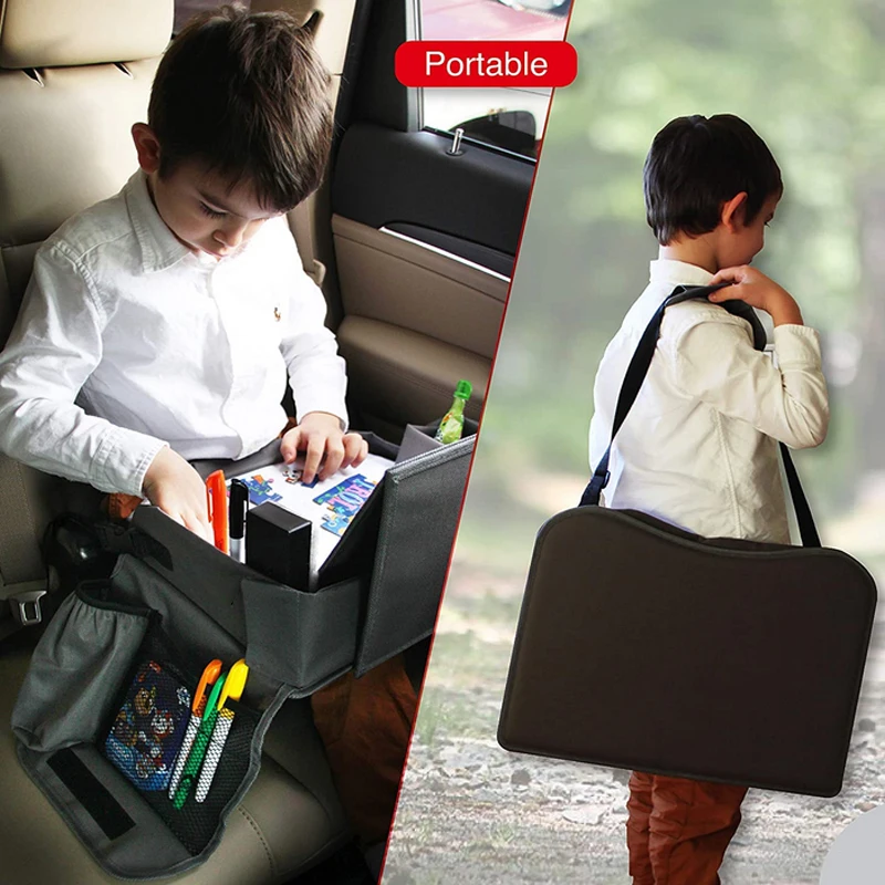 Kids Travel Tray with Dry Erase Board Kids Travel Tray for Car Seat Kids Car Food Tray