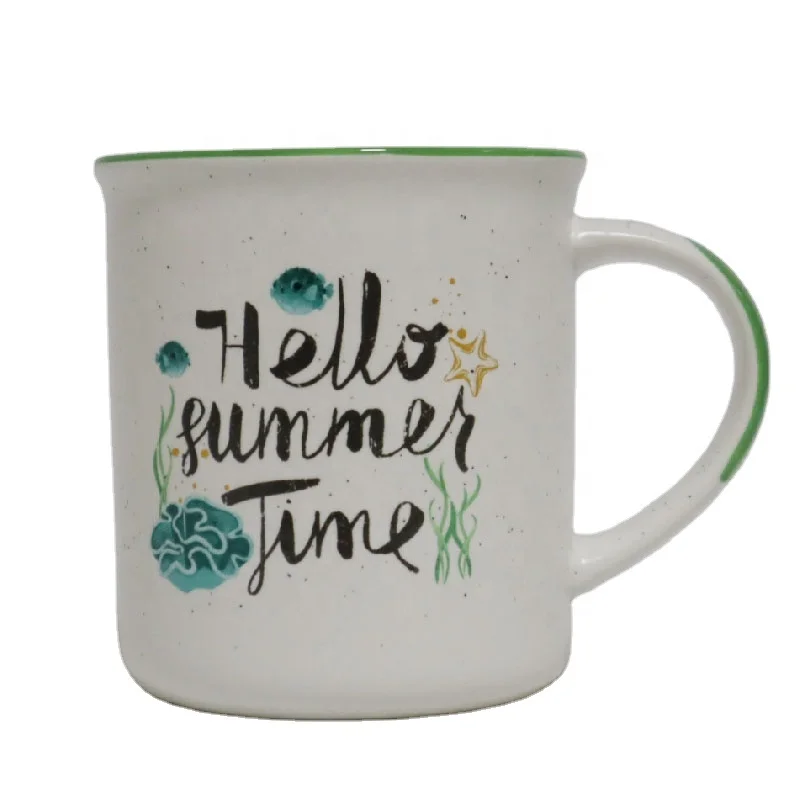 
Wholesale Personalised Color Glazed Campfire Stoneware Coffee Cup China Supplier Printing Enamel Mug Custom Logo 