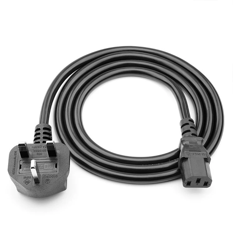  UK H05VV-F 100% Медь IEC C13 90 градусов 230V переменного тока для компьютера Британский разъём электропитания 250V Удлинительный шнур питания кабель