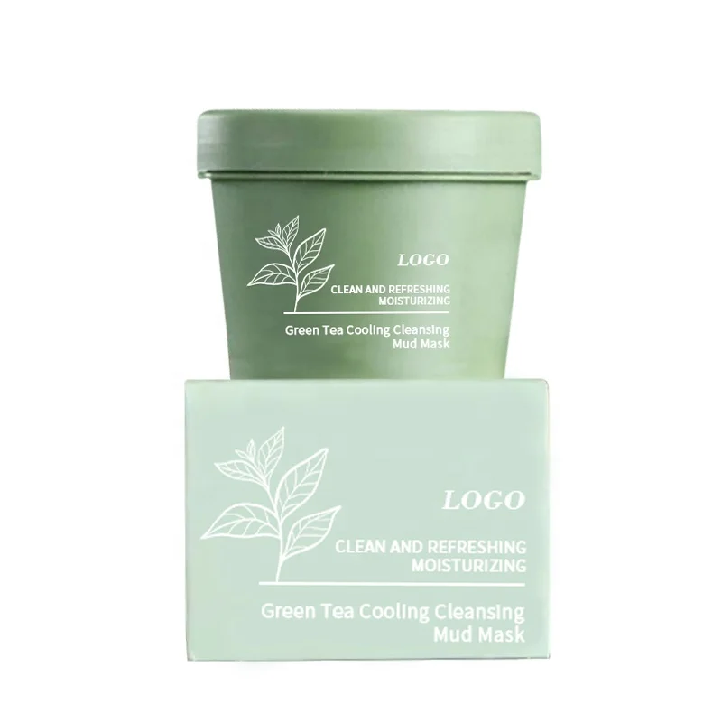 Clean and refreshing moisturizing eliminate acne and blackheads private label green tea face cooling cleansing clay mud mask