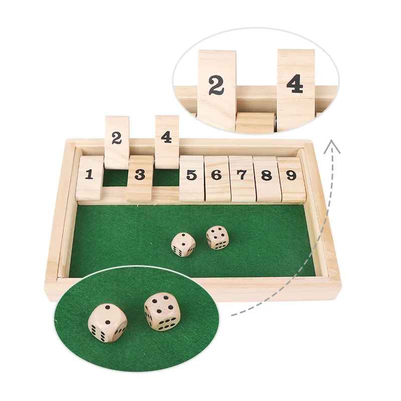 Wooden Early Educational Intelligent board game Shut the Box Game popular Board games for 4 plays