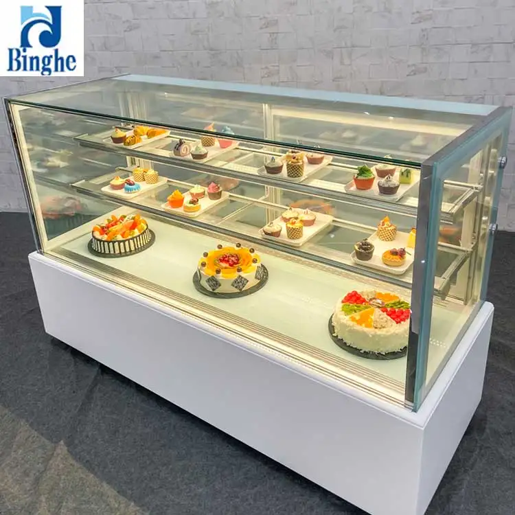Supermarket bakery coffee shop glass display equipment for refrigerated fruits and vegetables