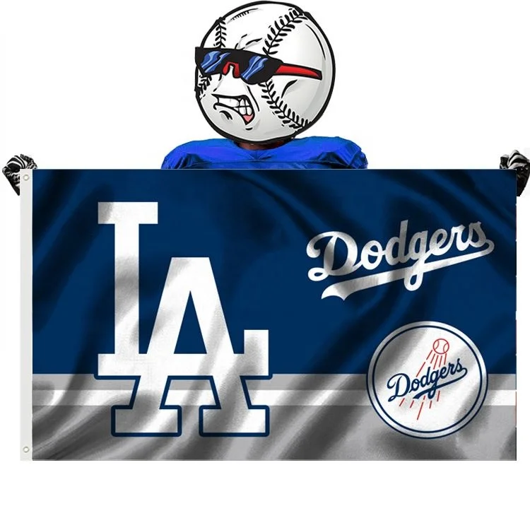 Hot Selling 3X5ft Polyester Mlbs Team Banners Customizable Outdoor Baseball Dodgers Flags