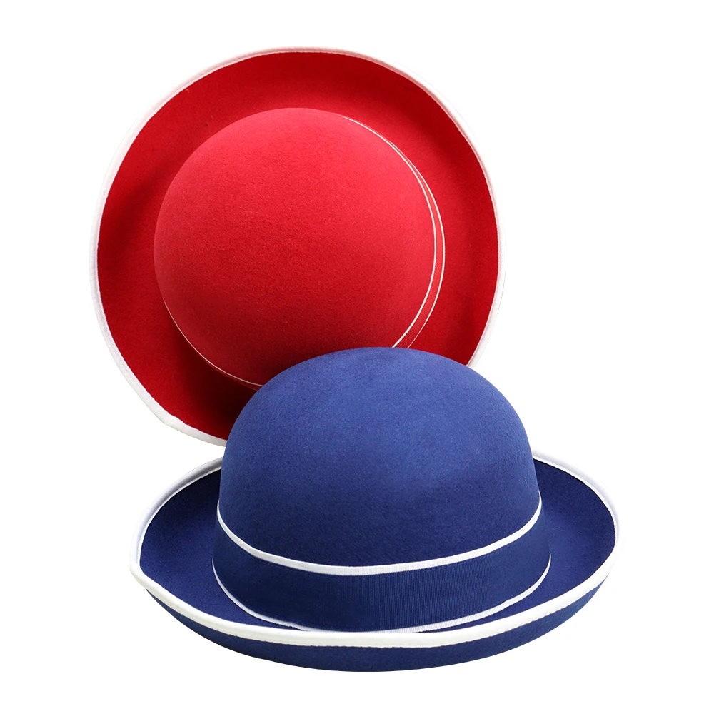 Wholesale Vintage Traditional Bowler Hat Derby White Black Gray Wool Felt Formal Dress Hats for Men Party Hat