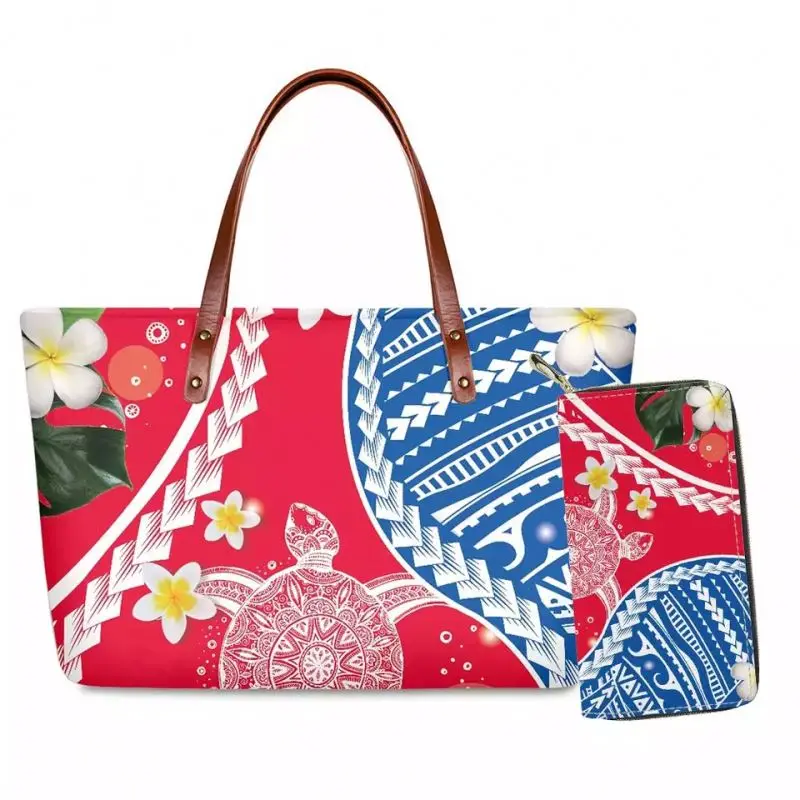 Wholesale Polynesian Tribal Hawaiian Turtle Pattern Tote Bag Custom Ladies Hand Bag Manufacturer The Tote Bag Handbags For