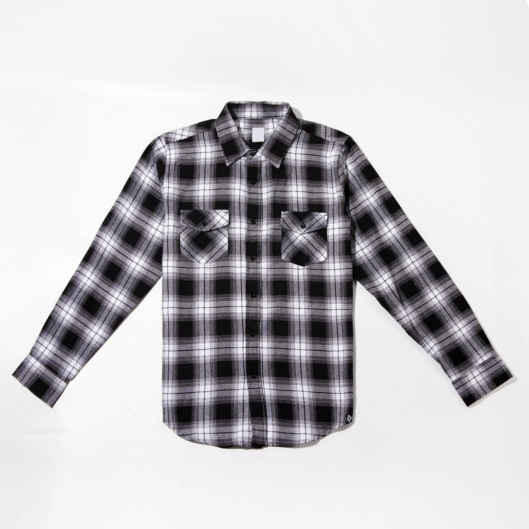 High Quality Autumn Casual Dark Plaid Pattern Flannel Nice Trending Full Long Sleeve 100% cotton Black Check Shirts For Mens