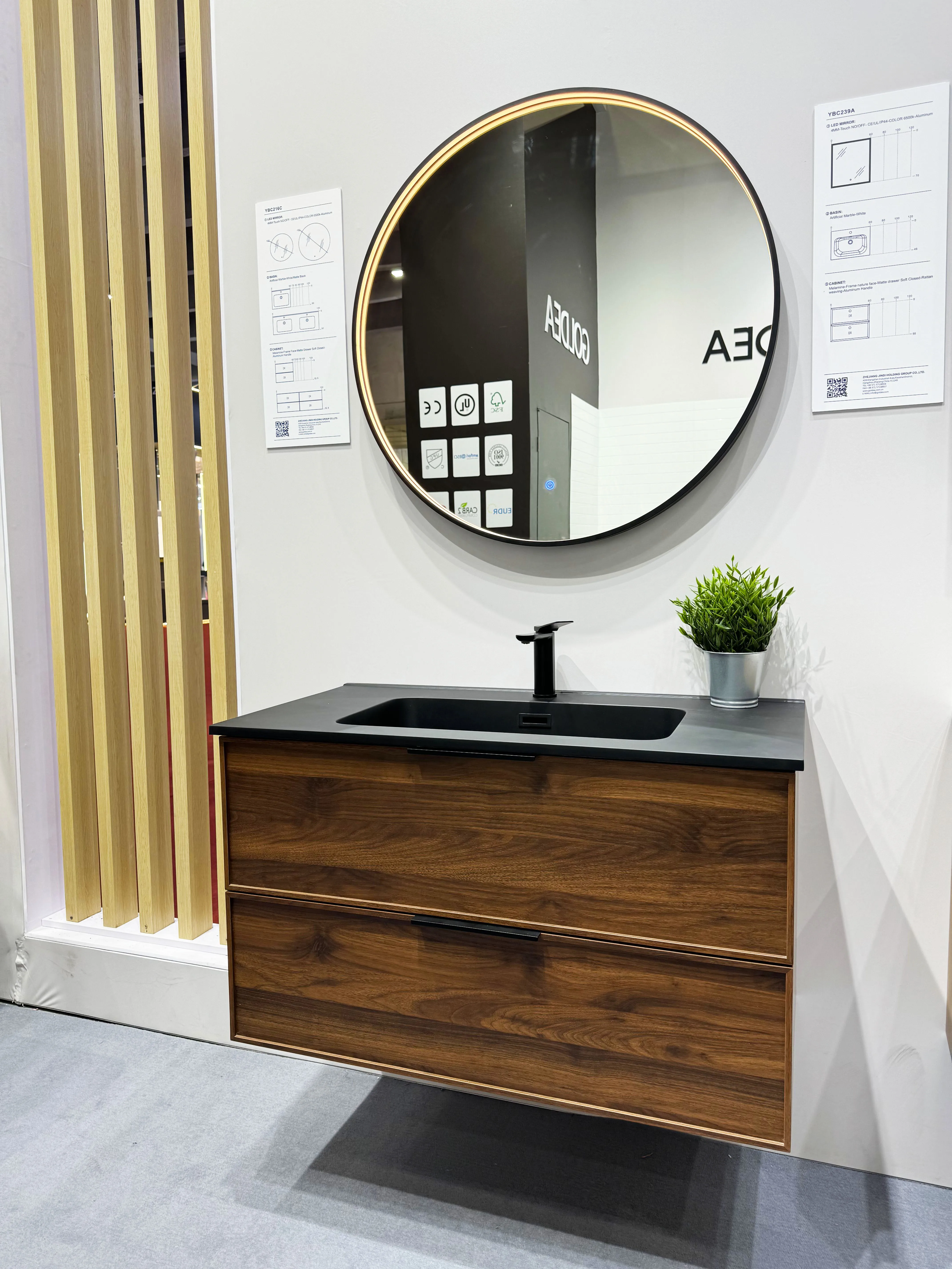 Engraved edge bathroom sets sanitary MDF wall mounted cabinet