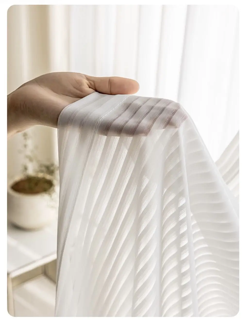 China factory supply stripe style sheer window curtain fabric