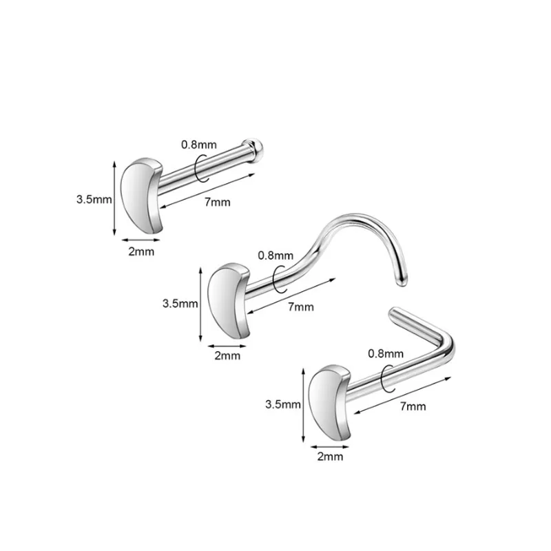 2024 Custom Stainless Steel Surgical Steel Jewelled Nose Screw Piercing Jewelry Nose Piercing Nose Stud