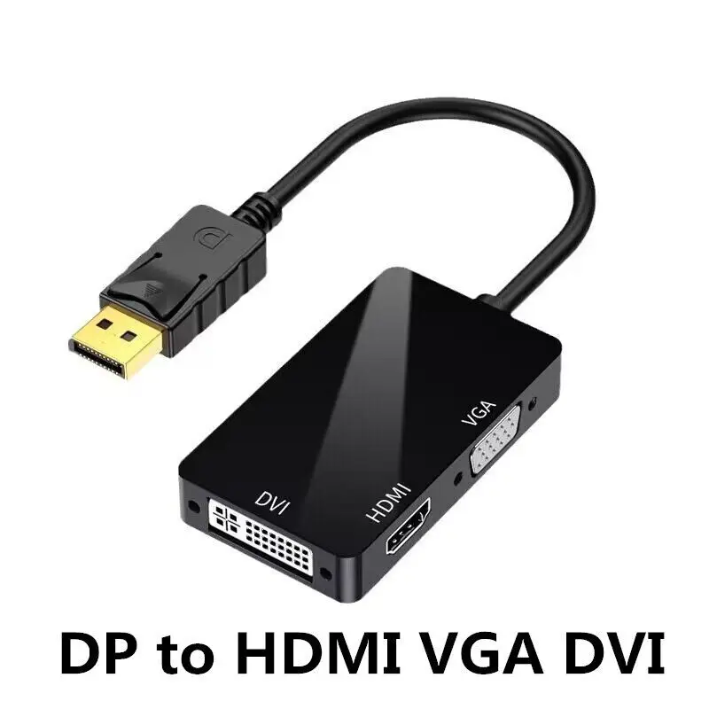 GAXEVER Multi-Function Displayport Dp to HDMI/DVI/VGA Male to Female 3-in-1 Adapter Converter Cable 1080P