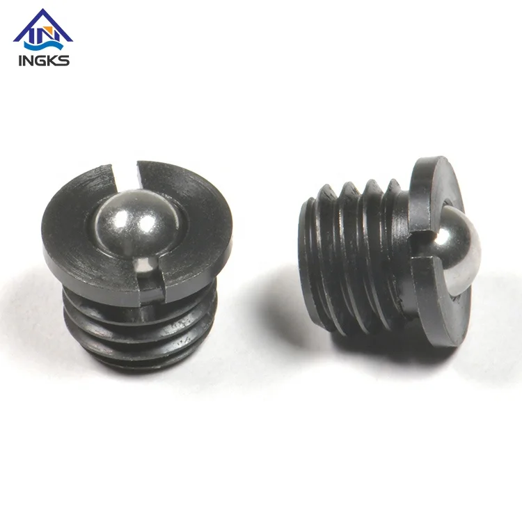 INGKS Stubby Stainless Steel Carbon Steel Slotted Flanged Head Spring Ball Screw Ball Plunger
