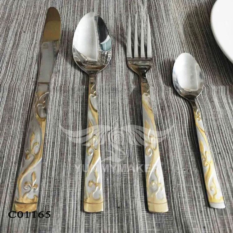 Classic silver Stainless Steel Cutlery Fork and spoon Set Flatware dinnerware Set For Gift Wedding Party Hotel Restaurant