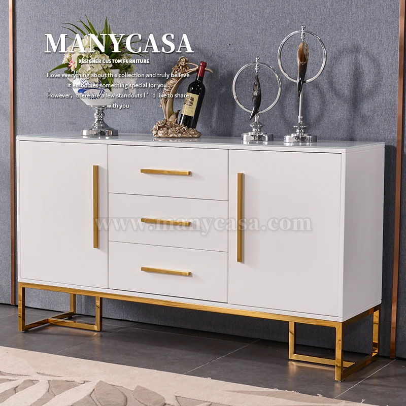 Modern simple light luxury side cabinet wine storage  and  living room wall household tea cabinet