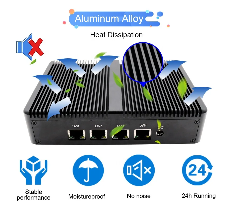  Мини-ПК 4 * LAN Aes-Ni четырехъядерный процессор Celeron J1900 с автоматическим включением Pfsense