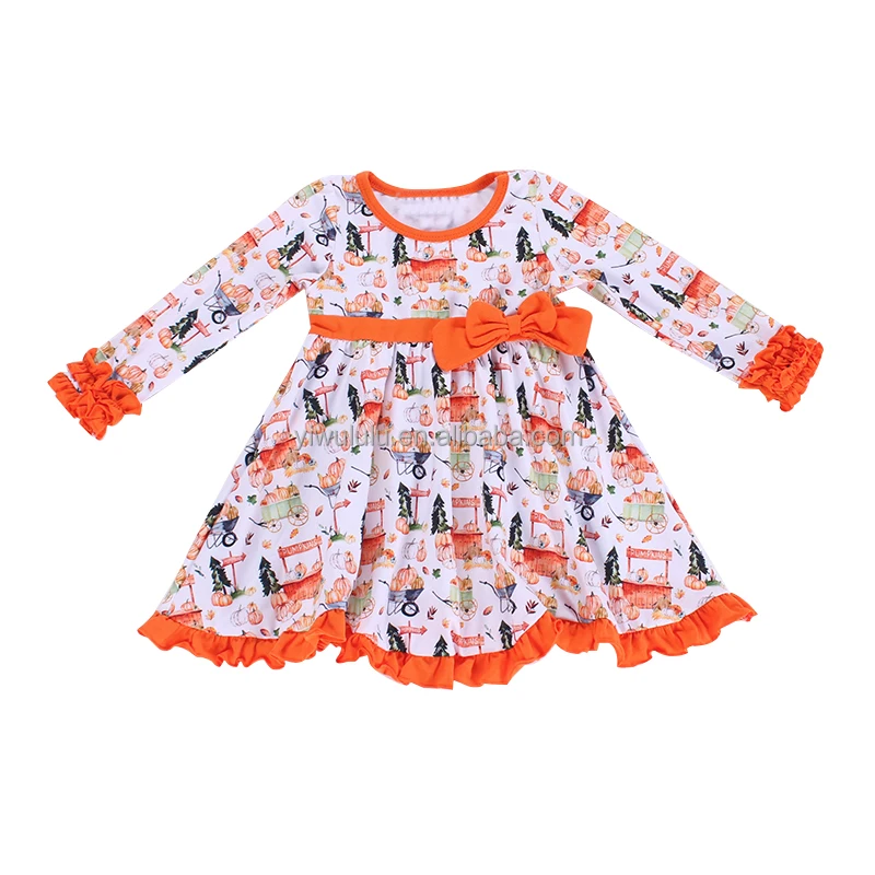 halloween ruffle girls dress long sleeve children girls fall dresses