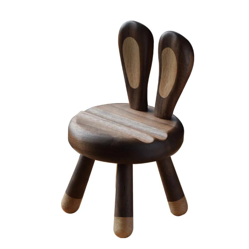 Good Quality Small Rabbit bench shaped Black walnut wood mobile phone bracket Phone Support Tabletop decoration