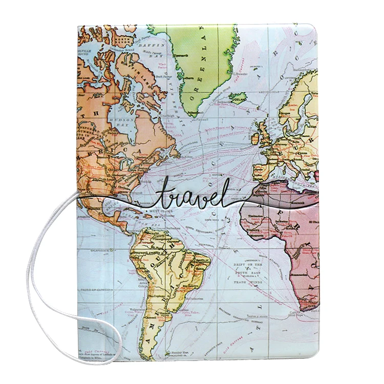 Hot Sale World Map Print Passport Case Travel Document Holder with Card Slot Passport Cover Ticket Business Passport Holder