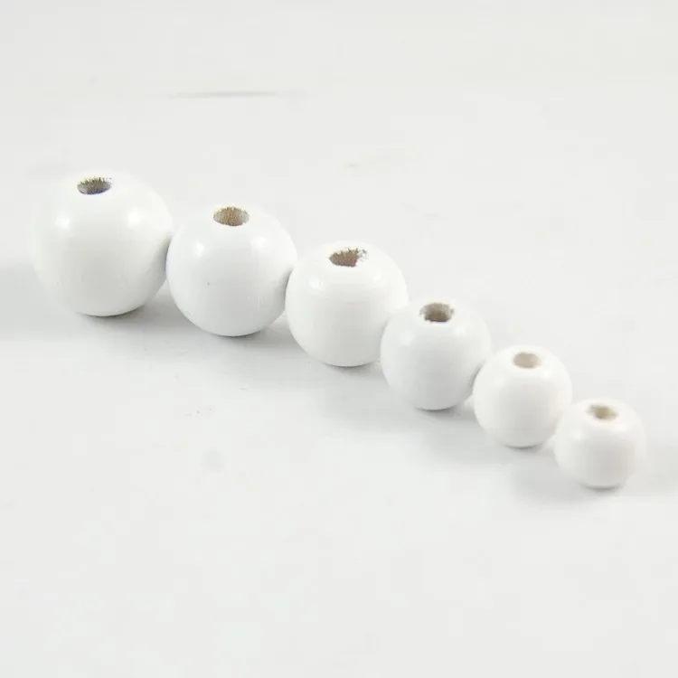 Loose Beads Women DIY Decoration Eco-friendly Handmade Puzzle Charm Beads White Painted Natural Wood Ball Jewelry Making Access
