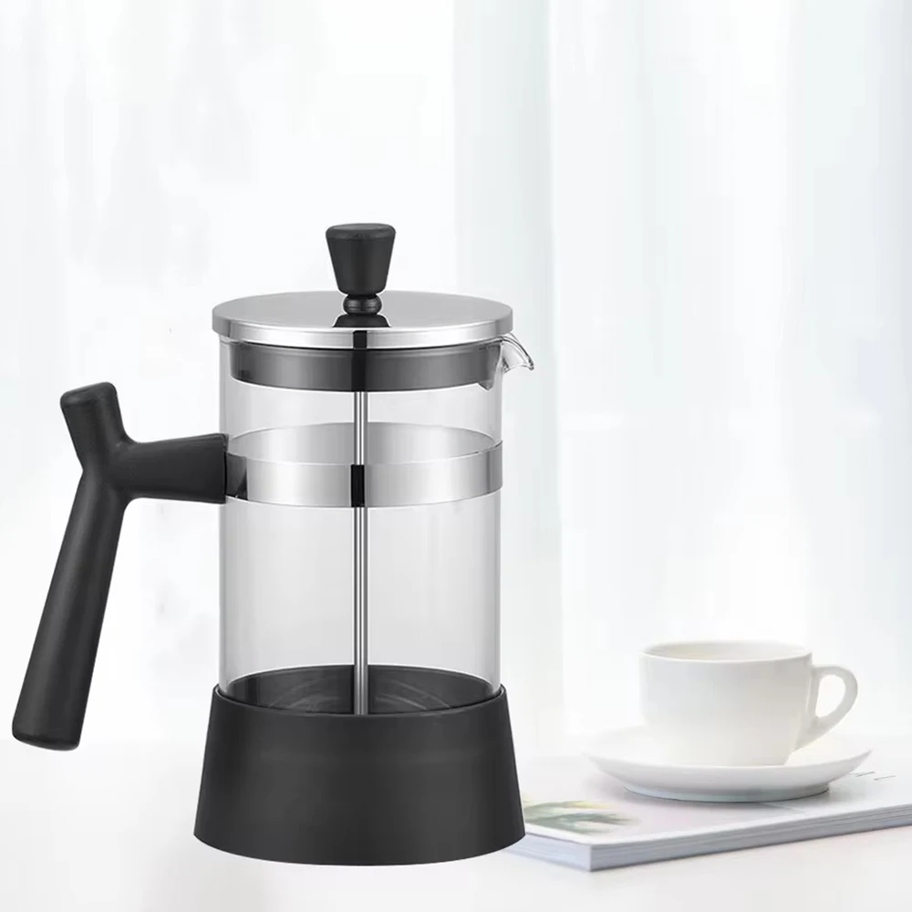 600 ML French Press Coffee Maker, Stainless Steel Coffee Press, Cold Brew Borosilicate Glass Coffee Pot for Camping Travel Gifts