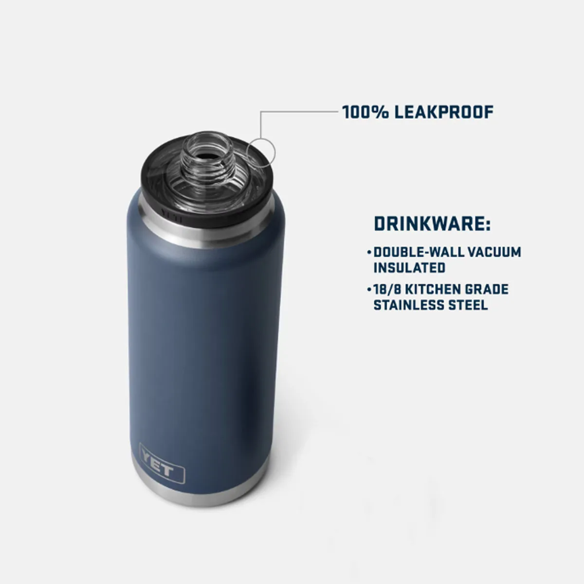 18 oz, 26 oz, 36 oz RAMBLRE Stainless Steel Yetys Vacuum Insulated Thermos Gym Sports Drinking Water Bottle with Chug Cap