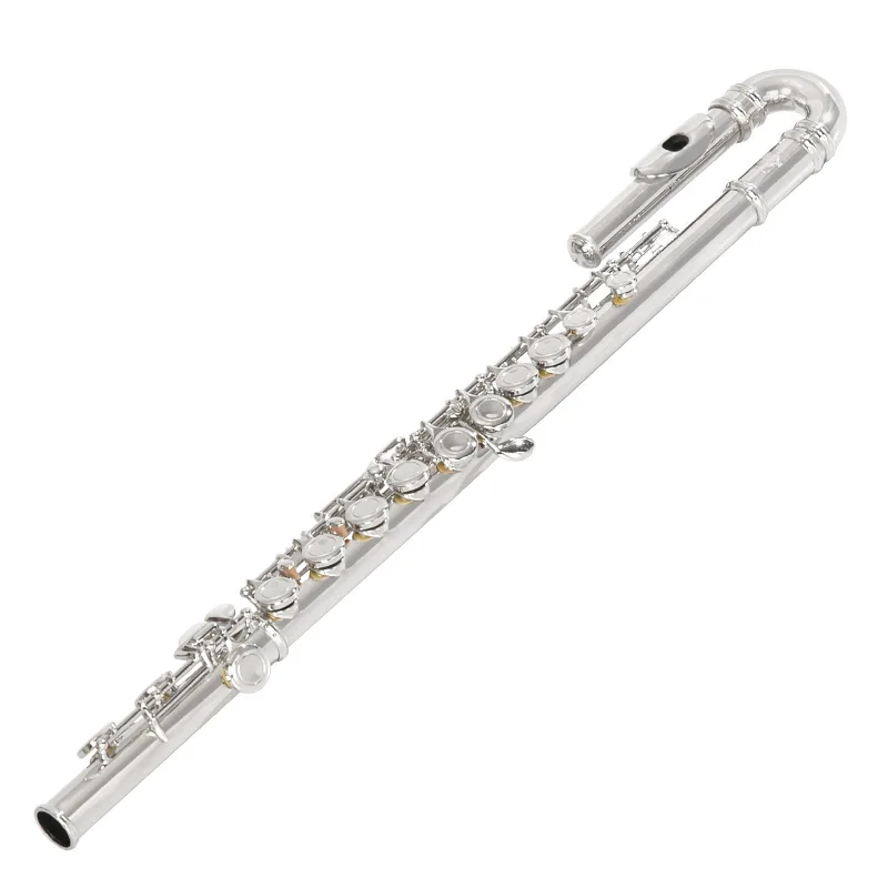 Flute Music Instrument Wholesale Pipe Bend  Kids Fiute Silver Plated Closed Holes C Tone Flute