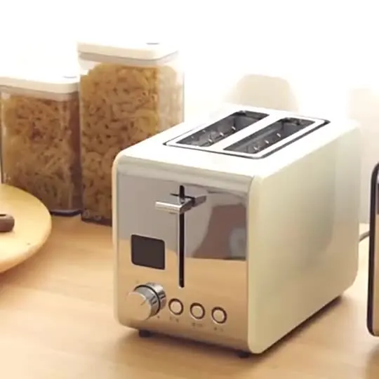 Stainless Steel Toaster Electric LCD Touch Screen Home Kitchen Appliance Sandwich Breakfast Oven 2 Slice Bread Toaster