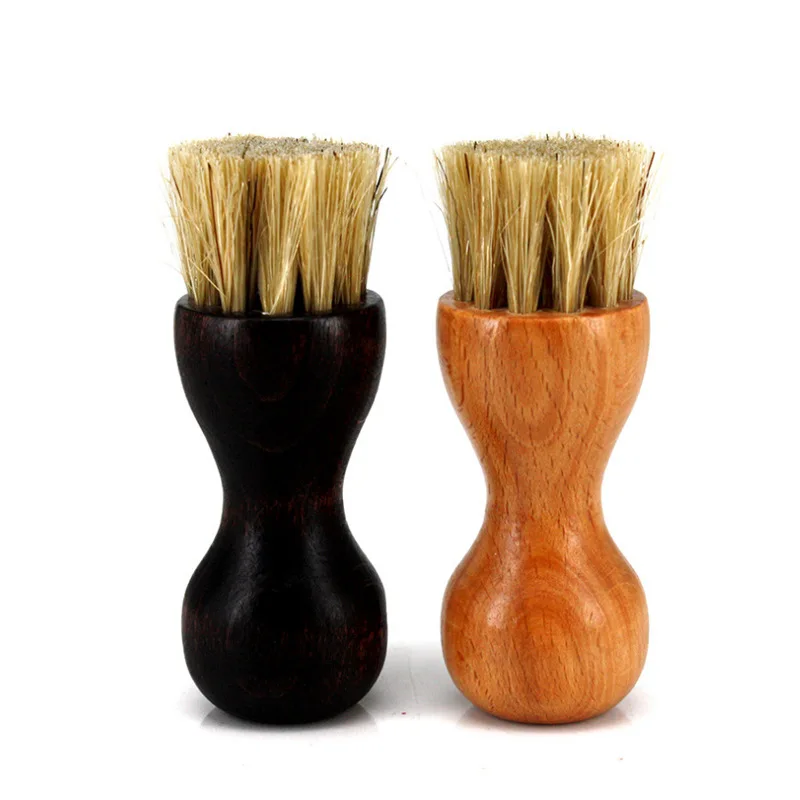 gourd shaped Pig hair bristles oiling polishing and dust removal multifunction cleaning wooden shoe brush