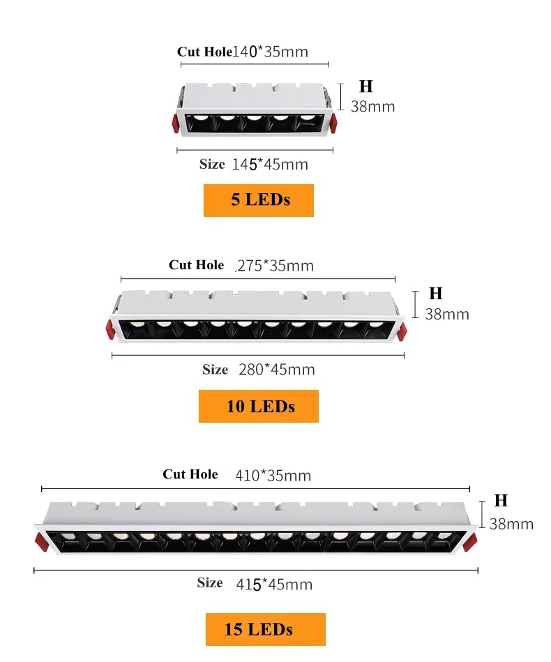cheap price DOB recessed laser blade led light white black Strip shaped LED spotlight 5W 10W 15W 165-265V linear led spot light