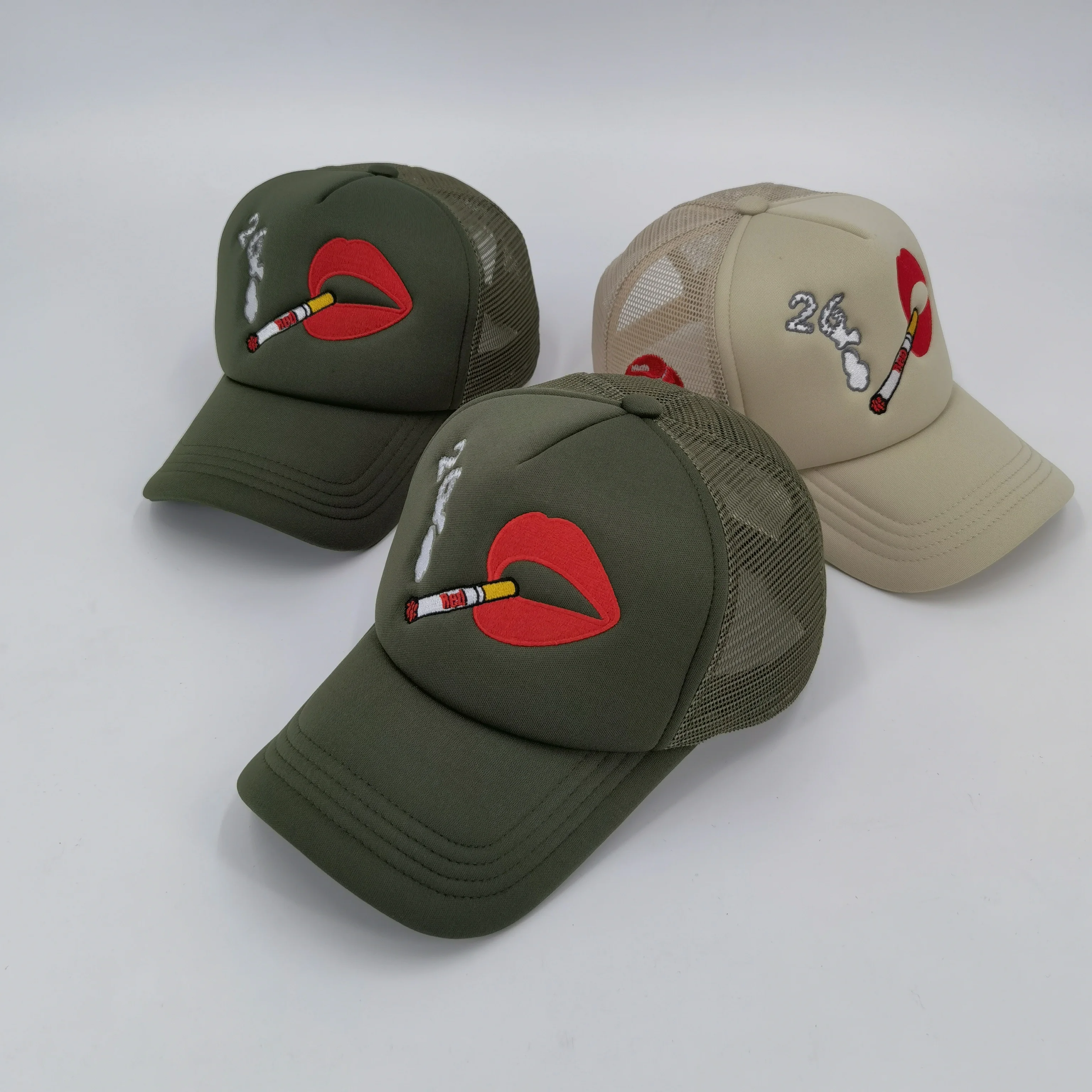 Plain blank foam mesh trucker caps custom trucker hat with logo trucker hat with rope