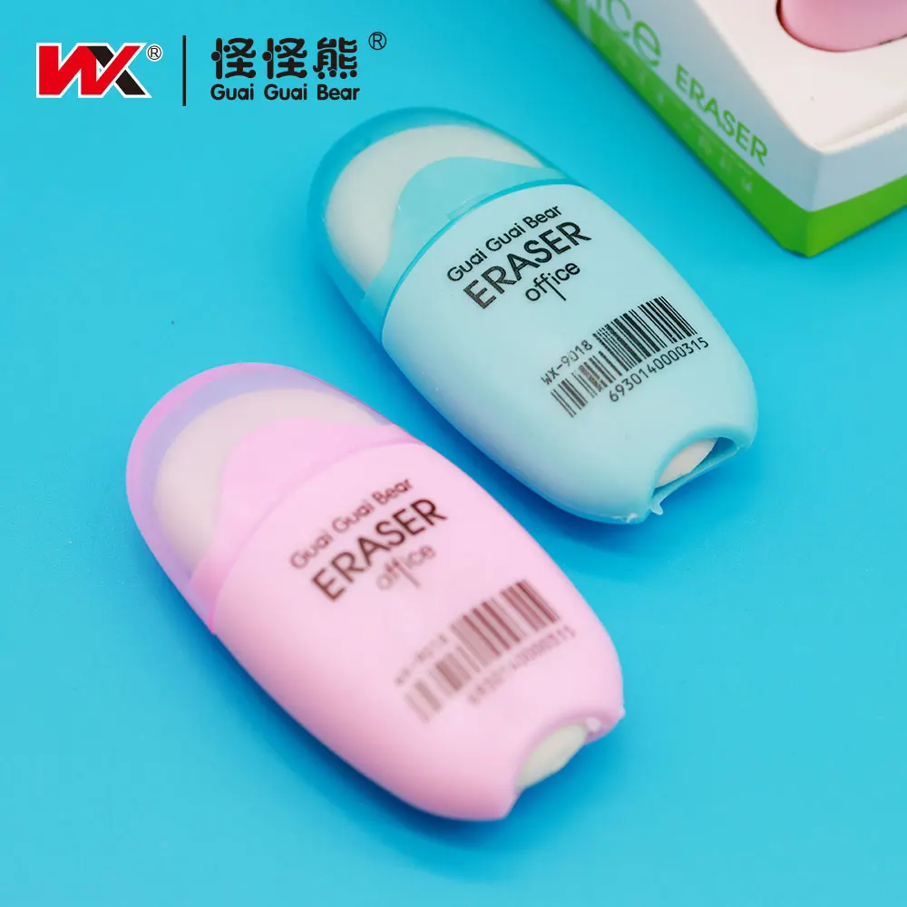Oval Plastic Case Eraser Colored Creative Cute Office Supplies Learning Student Stationery Factory Customized