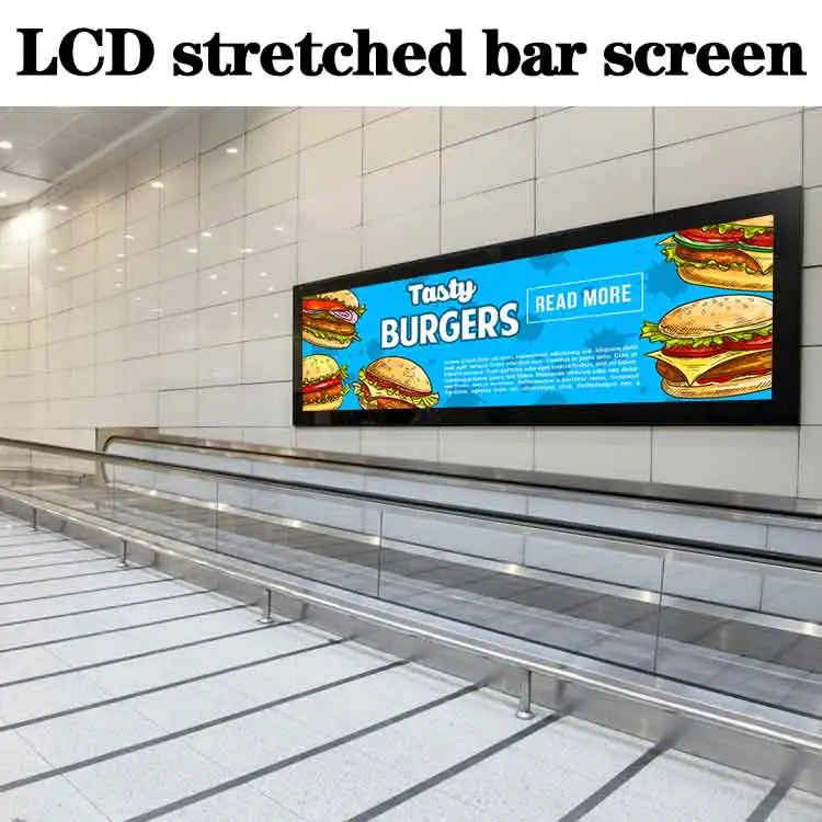 VETO 23.1 Inch Custom Size Indoor Stretched Bar Panel Android Shelf Edge Advertising Media Player Bar Lcd Display